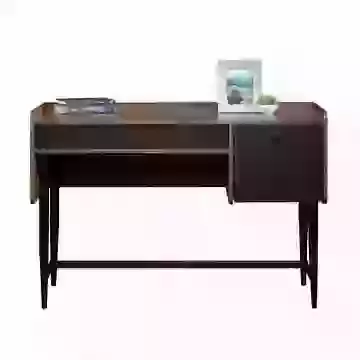 Walnut and Black Executive Compact Computer Desk